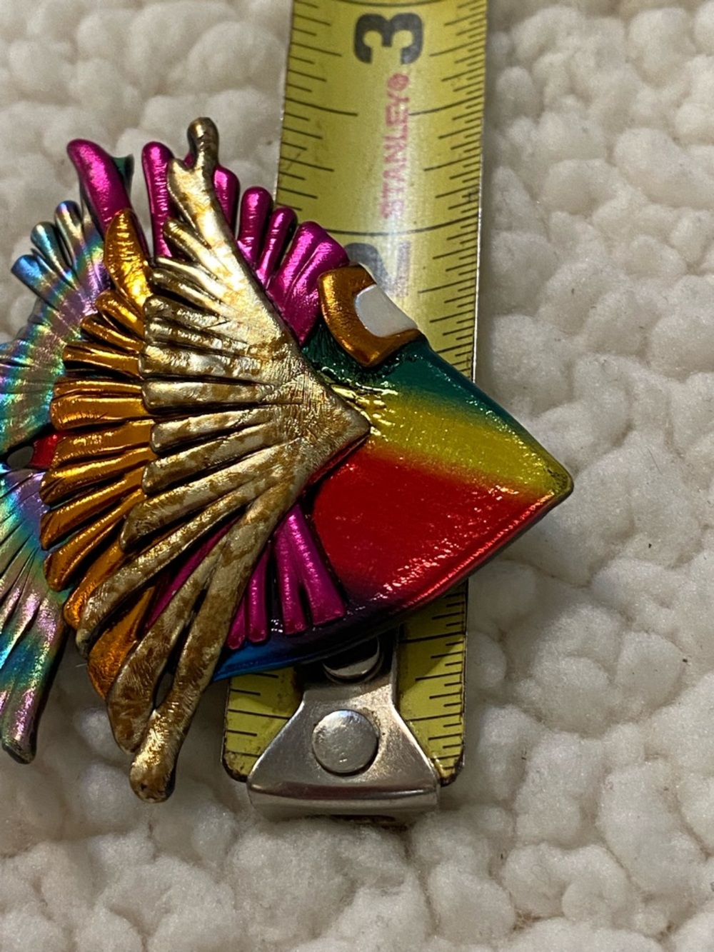 Multicolor Rainbow Fish Brooch with Gold Accent - Picture 9 of 10